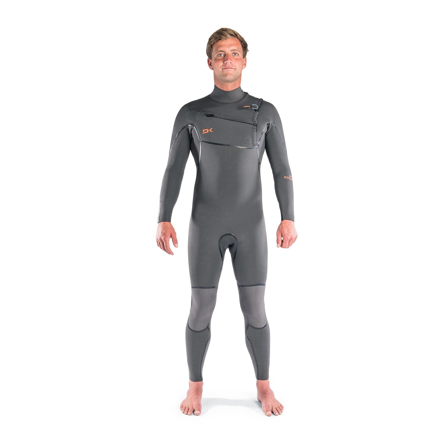 Mens Cyclone Chest Zip 4/3mm Full Wetsuit (Graphite / Orange)