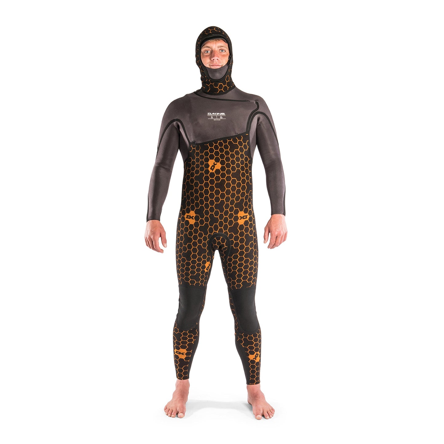 Mens Cyclone Chest Zip Hooded 4/3mm Full Wetsuit (Graphite / Orange)