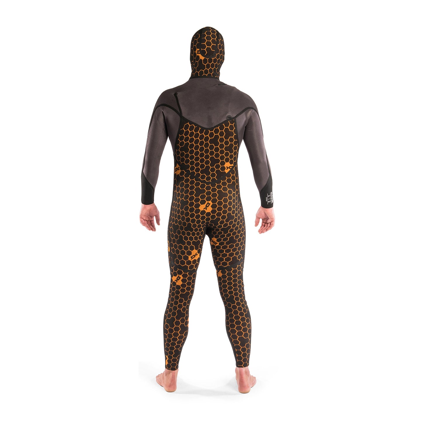 Mens Cyclone Chest Zip Hooded 4/3mm Full Wetsuit (Graphite / Orange)