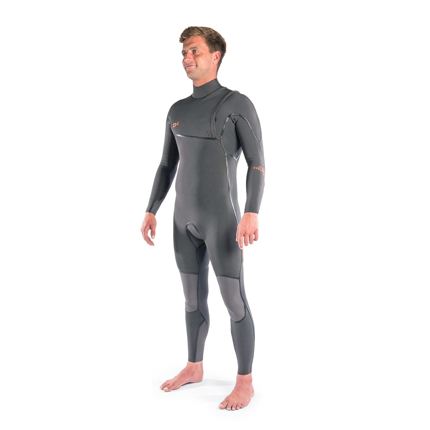Mens Cyclone Zip Free 3/2mm Full Wetsuit (Graphite / Orange)