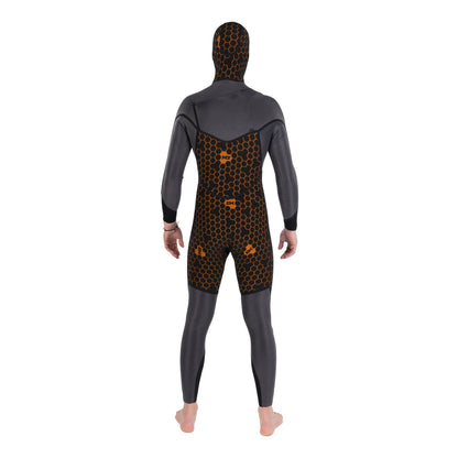 Mens Cyclone Chest Zip Hooded 6/4mm Full Wetsuit (Black)