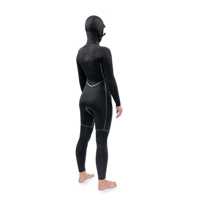 Womens Mission Chest Zip Hooded 5/4/3mm Full Wetsuit (Black)